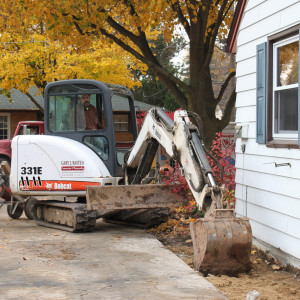 Excavation of a bowed and leaking foundation wall