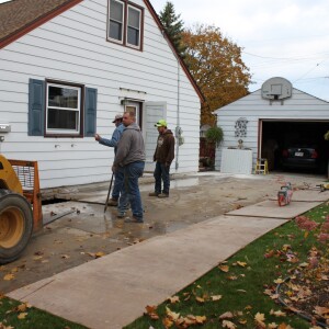 Plywood to protect the lawn and driveway